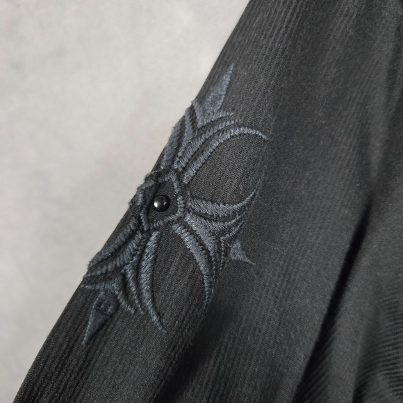 Roar Shirt Mens 2XL XXL Black Embroidered‎ Y2K designer slim fit long sleeve - Picture 10 of 12